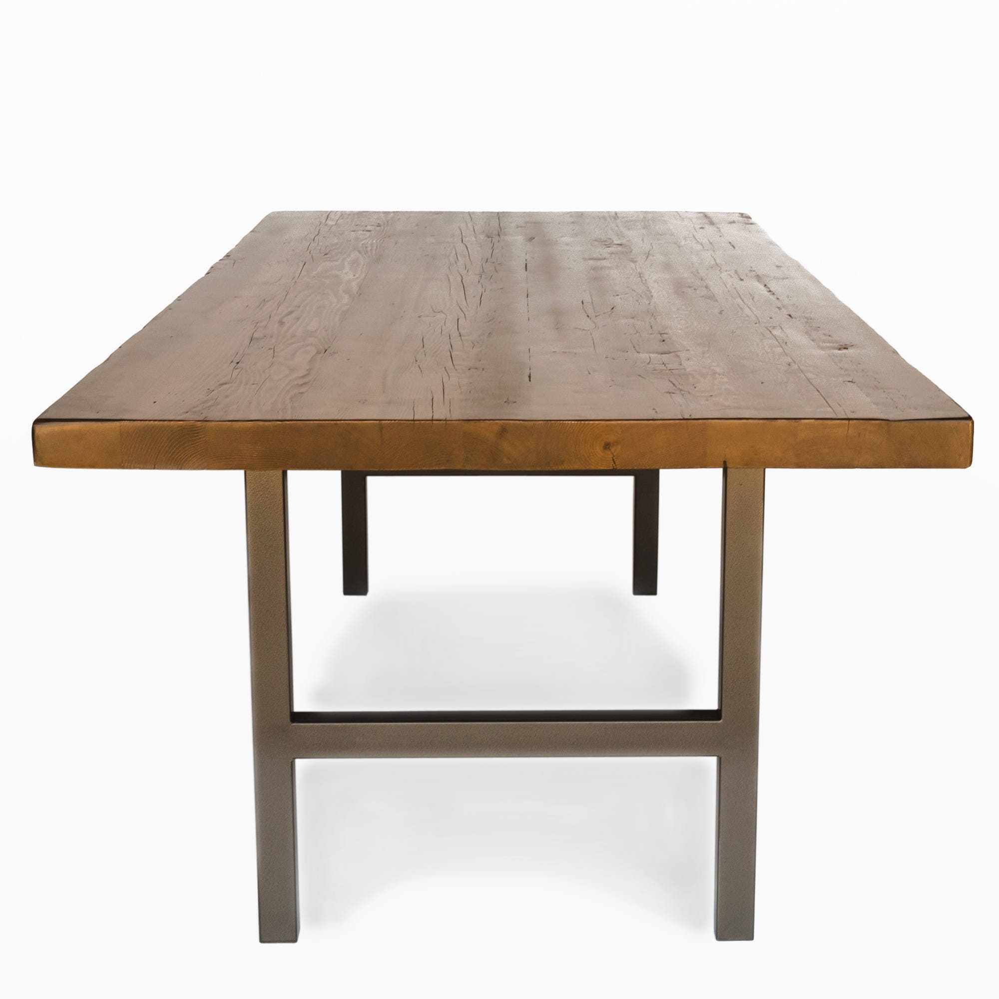 H Leg Dining table made with reclaimed wood and narrow steel H Etsy