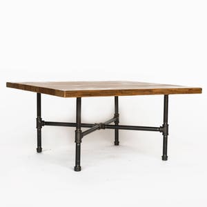 Reclaimed Wood Coffee Table made with reclaimed wood and iron pipe legs. Choose size, thickness, and wood finish image 3