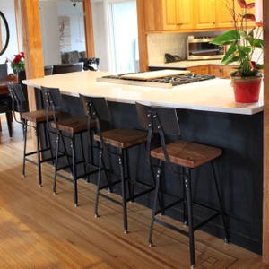 Urban Wood Goods Bar Stools with back. Offered in 3 heights 18 table, 25 counter, 30 bar. You choose size and finish. image 5