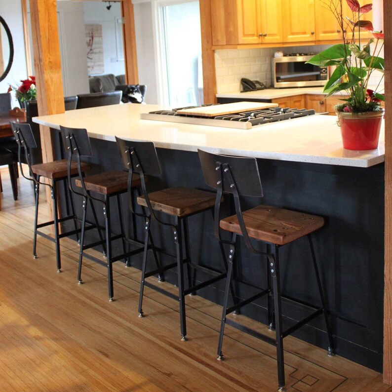 Urban Wood Goods Bar Stools with back. Offered in 3 heights 18 table, 25 counter, 30 bar. You choose size and finish. image 5