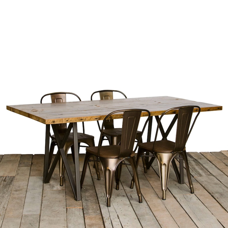 Reclaimed Wood Dining Table with 1.5 reclaimed wood top image 3