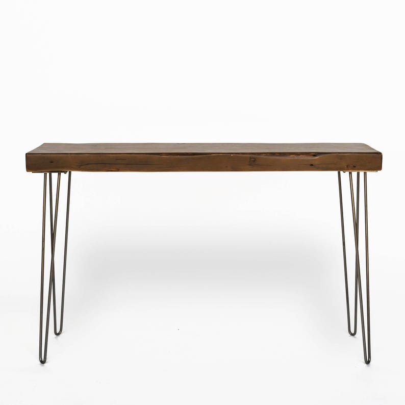 size Your choice of wood thickness height and finish. Hairpin Console Table made of reclaimed wood and mid century modern hairpin legs