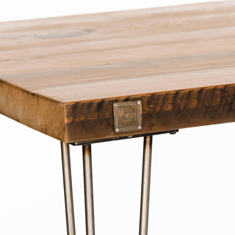 Recycled Wood Desk Handmade Of Reclaimed With Steel Mid Century Legs