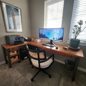 Farmhouse Office Desk L Shape Made with Reclaimed Wood L Shaped Computer Desk for Room Corner Reclaimed Wood L Shaped Desk for Office Bild 1