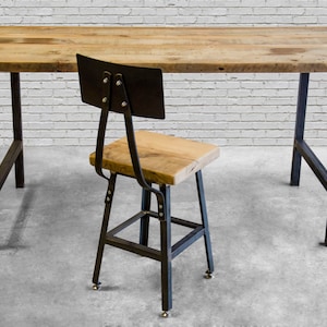 Farmhouse Computer Desk made with barn wood top and steel H frame legs. Custom designs welcome. Choose height, size, thickness and finish. image 5