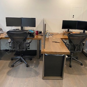 Farmhouse Office Desk L Shape Made with Reclaimed Wood L Shaped Computer Desk for Room Corner Reclaimed Wood L Shaped Desk for Office image 3