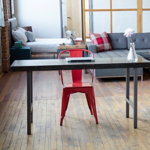 Reclaimed Wood Desk with steel H frame legs in choice of height, size, wood thickness and finish. image 4