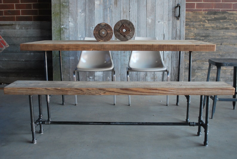 Modern Industry Reclaimed Wood Bench with pipe legs. Choice of size, thickness and finish. image 2