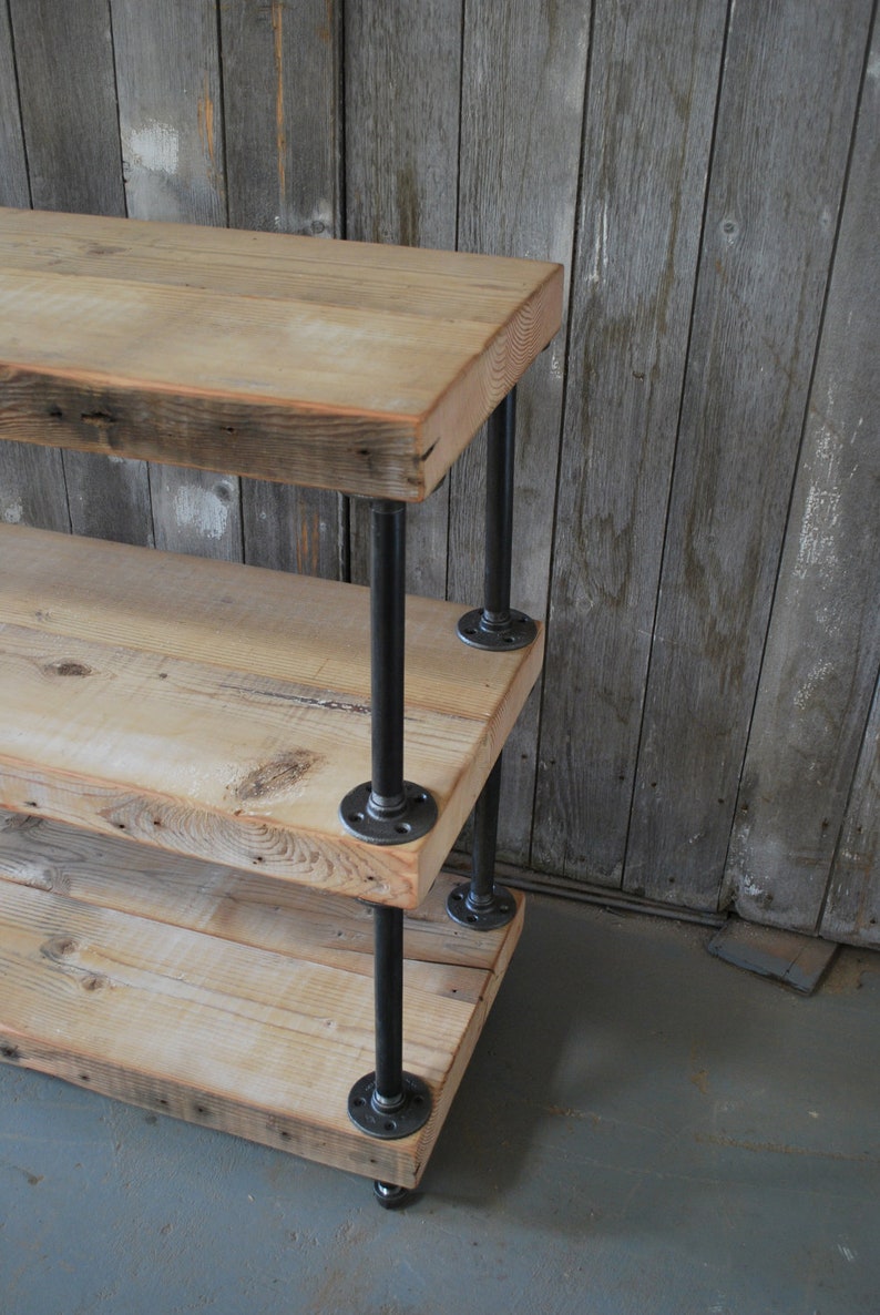 Industrial Reclaimed Wood shelves 3 shelves with pipe Etsy