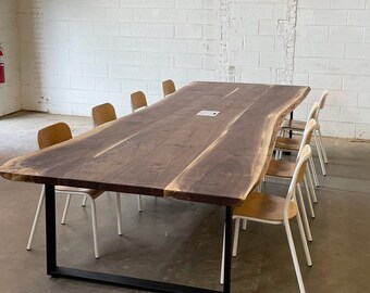 Live Edge Black Walnut Wood Conference Table - Meeting Table - Power and USB as add on - Conference Room Table