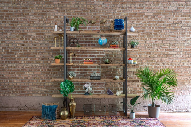 painted steel supports Custom orders 4-5 wks Modern Farmhouse ShelvingMedia CenterWall Storage choice of wood finish and thickness