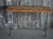 Industrial Console Table with reclaimed wood top hairpin legs and locker basket.  Choose size and wood finish. 