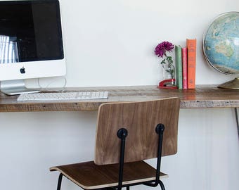 Mid Century Reclaimed Wood Desk with hairpin legs.  You choose size, tabletop thickness and wood finish.