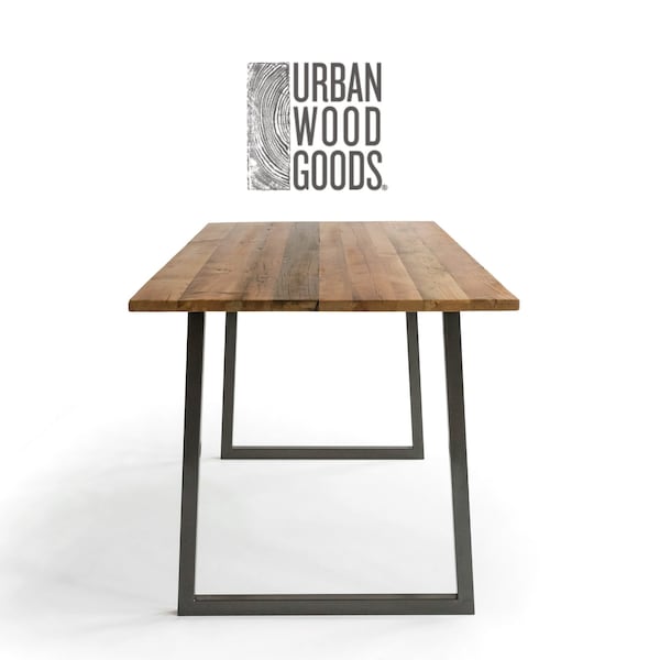 Bistro Dining Table with Thick Top and Steel Legs - Pub Dining Table with Barn Wood - Wood Dining Room Table Top with Steel Legs - Pub Table