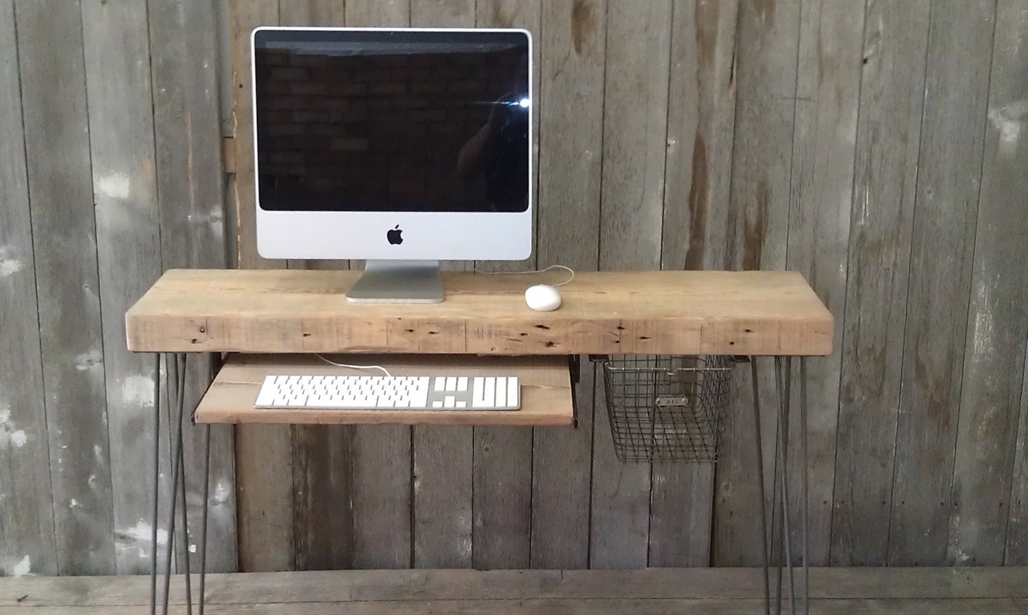 Small Wood Desk With Mid Century Hairpin Legs 36 X 14w X 30 Tall
