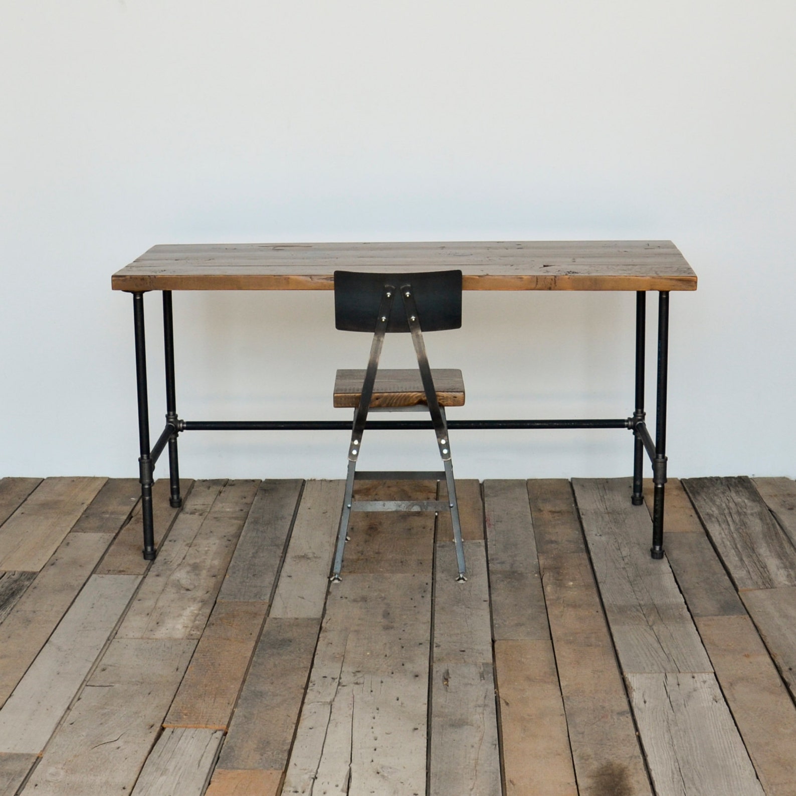 Industrial Pipe Leg Desk Made With Reclaimed Wood Top and Pipe Etsy