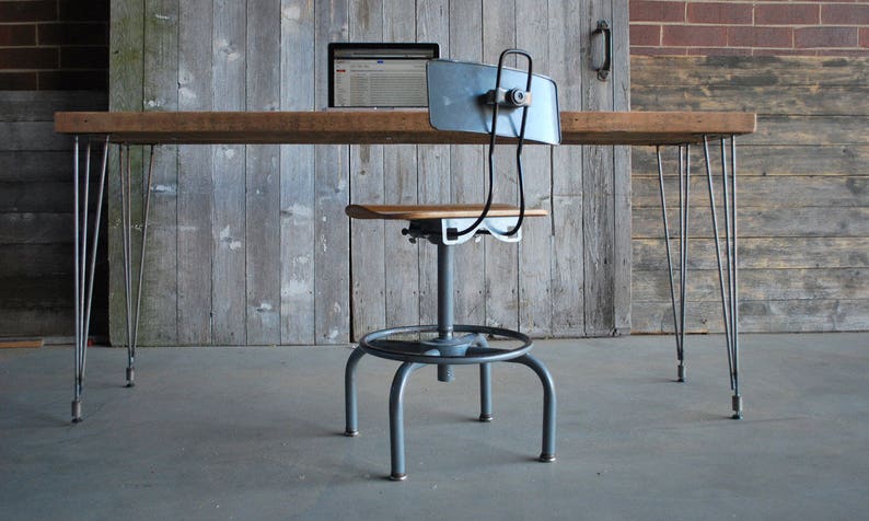 Vintage modern desk with mid century Hairpin legs with 1 drawer included, 48 l x 22 w x 30 h, 1.5 top image 1