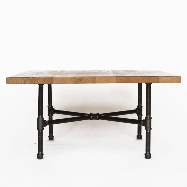 Reclaimed Wood Coffee Table made with reclaimed wood and iron pipe legs. Choose size, thickness, and wood finish image 2