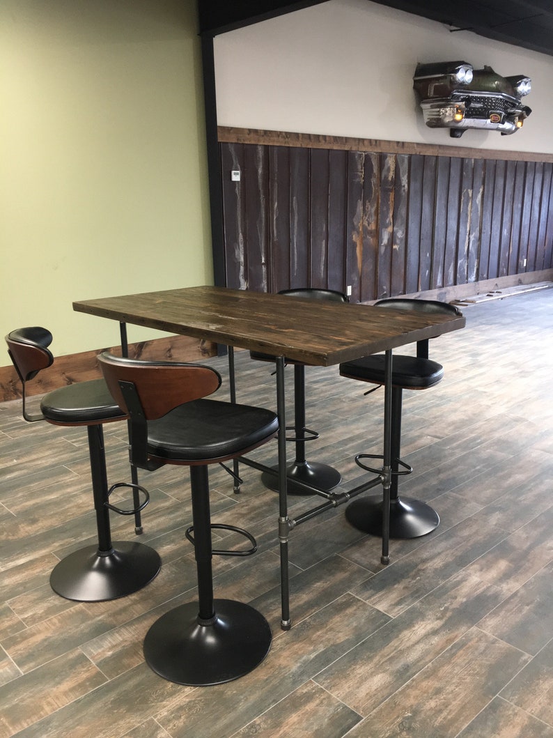 Industrial Bar Table W/ Reclaimed Wood & Pipe Legs. Choose Etsy