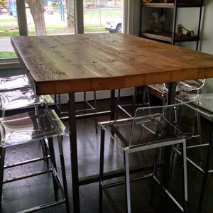 Reclaimed Wood Dining Table with 2.5 thick top and steel legs in your choice of leg style, color, size and finish image 5