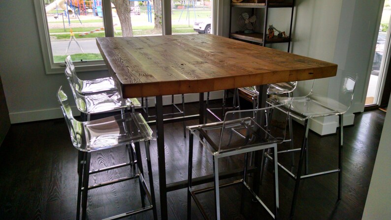 Reclaimed Wood Dining Table with 2.5 thick top and steel legs in your choice of leg style, color, size and finish image 5