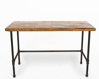 Rustic Pipe Desk, Home Office Desk, Home Office Furniture.  Choice of size, wood thickness and finish