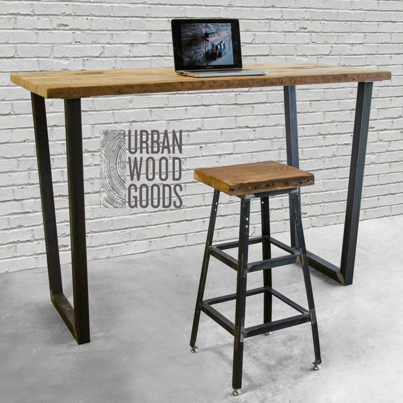 Industrial Rustic Standing Desk High Top Office With Reclaimed Wood Choose Size Thickness And Finish