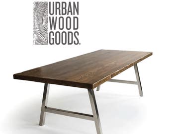 Rustic Wood Coffee Table Large - Industrial Wood Table for Living Room - Modern Wood Dining Table Rectangle - Industrial Wood Table Vintage