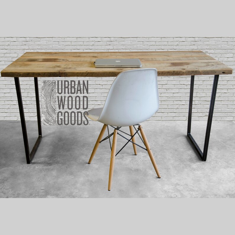 Modern Urban Wood Desk Reclaimed Office With Vintage Top Choose Size Thickness And Finish