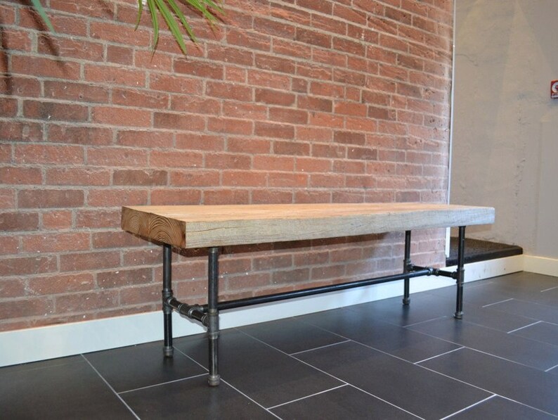 Pipe Leg Bench With Reclaimed Wood Top. Choose Size Thickness Etsy