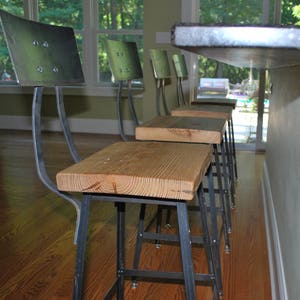 Urban Wood Goods Bar Stools with back. Offered in 3 heights 18 table, 25 counter, 30 bar. You choose size and finish. image 2