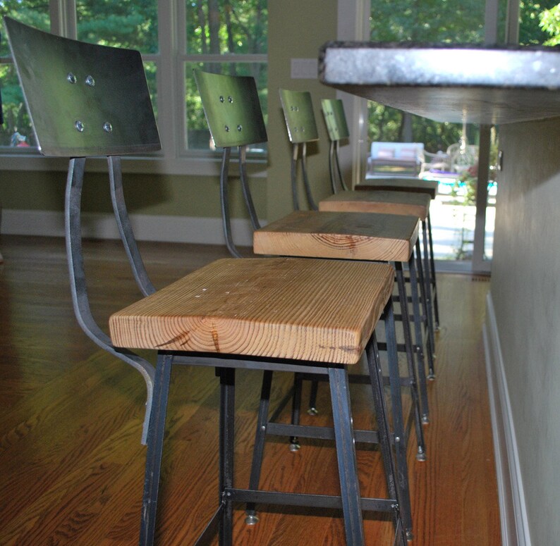 Urban Wood Goods Bar Stools with back. Offered in 3 heights 18 table, 25 counter, 30 bar. You choose size and finish. image 2