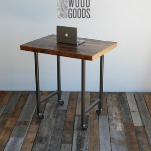 Reclaimed Wood Desk with steel H frame legs in choice of height, size, wood thickness and finish. image 3