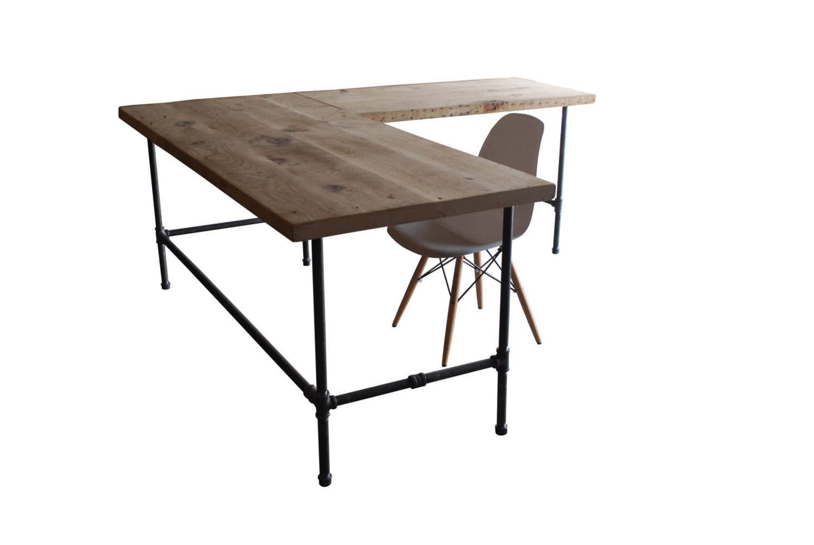 L Desk Office Desk Made of Reclaimed Wood and Iron Pipe Legs. Etsy