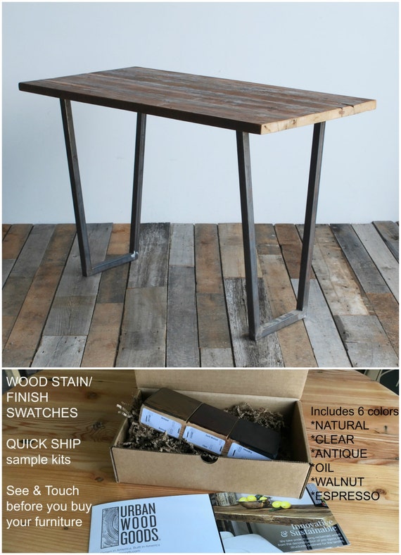 Stand Up Desk Made With Reclaimed Wood And Modern Steel Base Etsy