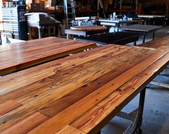 Reclaimed Wood Coffee Table Rectangle - Custom Wood Dining Table for Home -Reclaimed Wood Table Top and Steel Legs -Rustic Dining Room Table