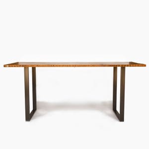 Solid Wood Counter Height or Bar Height Dining Table U steel base & reclaimed wood top. Choose height, size, thickness, finish image 3