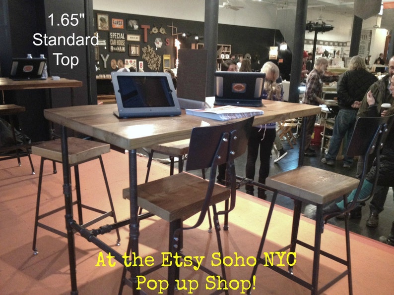 Industrial Bar Table W/ Reclaimed Wood & Pipe Legs. Choose Etsy
