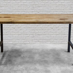 Farmhouse Computer Desk made with barn wood top and steel H frame legs. Custom designs welcome. Choose height, size, thickness and finish. image 6