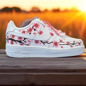 Cherry Blossom Inspired Custom Air Force 1 l Custom Shoes l Nike Shoes l Custom Nike Shoes l Air Force 1 l Nike Custom l Custom Sneakers