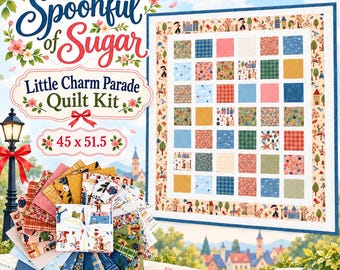 Kit de edredón Little Charm Parade con diseño de "Spoonful of Sugar" de 46" x 51.5" inspirado en Mary Poppins.