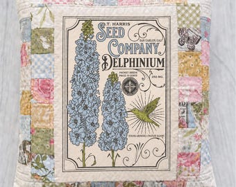 Delphinium Pillow Kit – My Secret Garden by Stacy Iest Hsu – 18” x 18” Quilted Pillow Kit