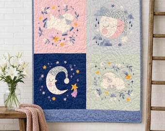 Twinkle Little Star Baby Quilt 35.5” x 42” – Handmade Finished Baby Quilt – Professionally Quilted – Ready to Ship