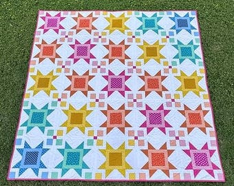 Luminova Throw Quilt Kit 64" x 64" featuring Scenery by Elizabeth Hartman, Includes Pattern and Fabric for Top & Binding