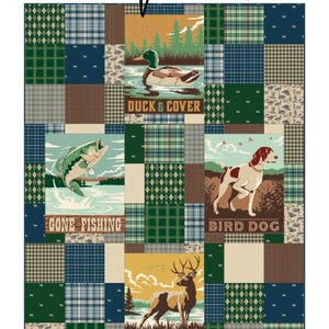 Picture Perfect Quilt Kit – Plaid-Venture Club by Riley Blake | 56&quot; x 72&quot; Hunting, Fishing & Nature Quilt Kit
