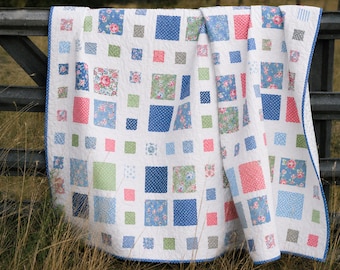 Square Dance Quilt Kit with Cat Named Stitch by Camille Roskelley for Moda | Lap Quilt Kit | 54.5” x 70.5”
