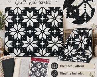 Kit para colcha de estrellas tejidas – 157 x 157 cm – Teñido con telas Moda – Incluye tela para la parte superior, el ribete y el patrón Lo & Behold.