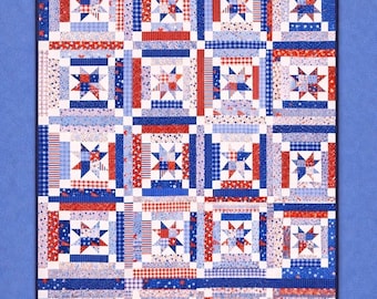 Liberty Stars Quilt Kit – Firecracker by My Minds Eye for Riley Blake – 56” x 74” Cluck Cluck Sew Limelight Pattern