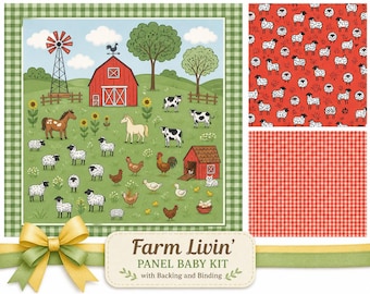 Farm Livin' Panel Quilt Baby Kit by Riley Blake - 365.5x42 includes Binding and Backing