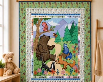 Kit de colcha con paneles de animales coloridos (50x58) de Riley Blake Designs
